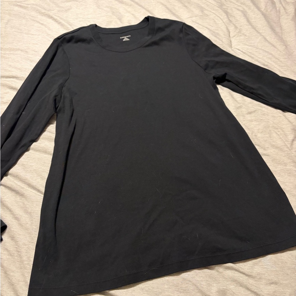 Lands' End Black Cotton Crewneck